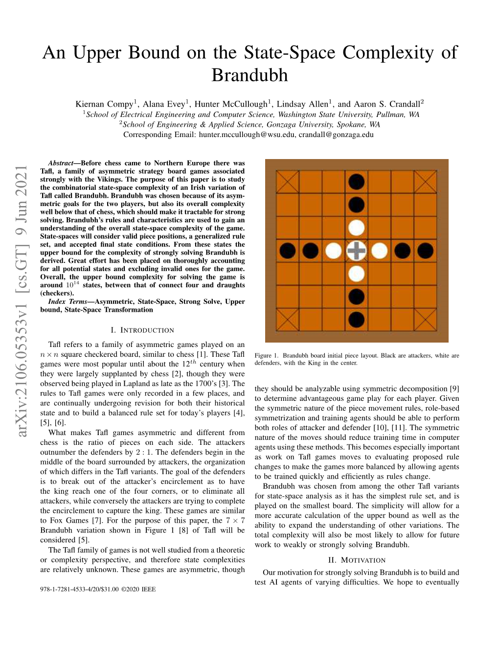 An Upper Bound on the State-Space Complexity of Brandubh