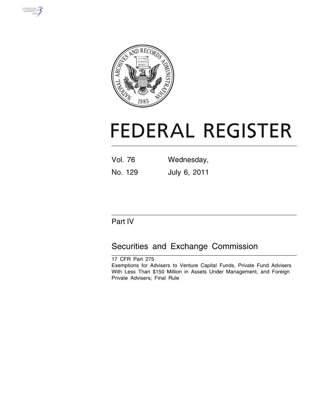 Securities and Exchange Commission