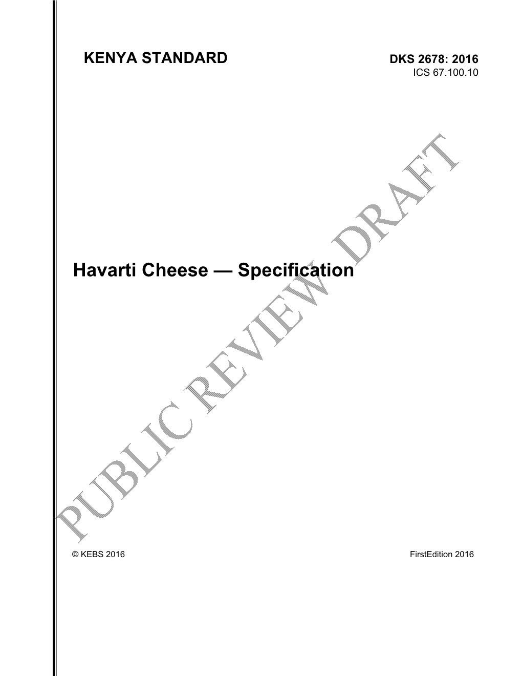 Havarti Cheese — Specification