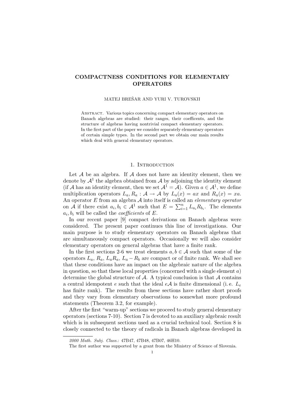Compactness Conditions for Elementary Operators 11