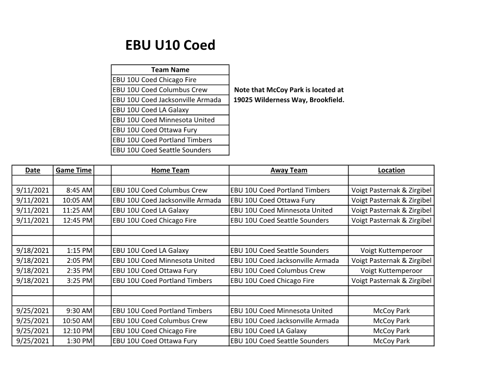 EBU U10 Coed