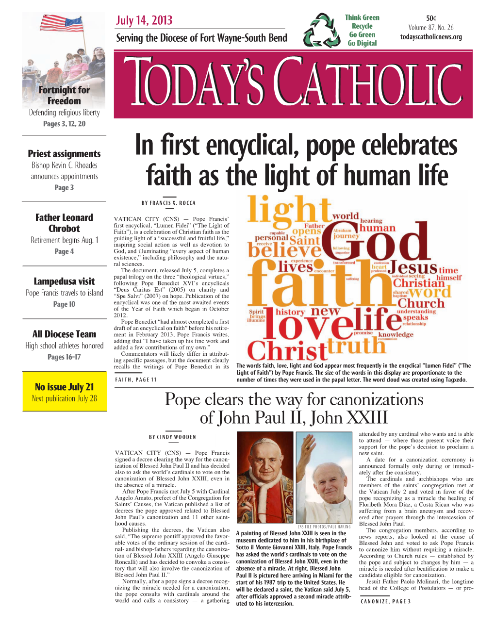 In First Encyclical, Pope Celebrates Faith As the Light of Human Life