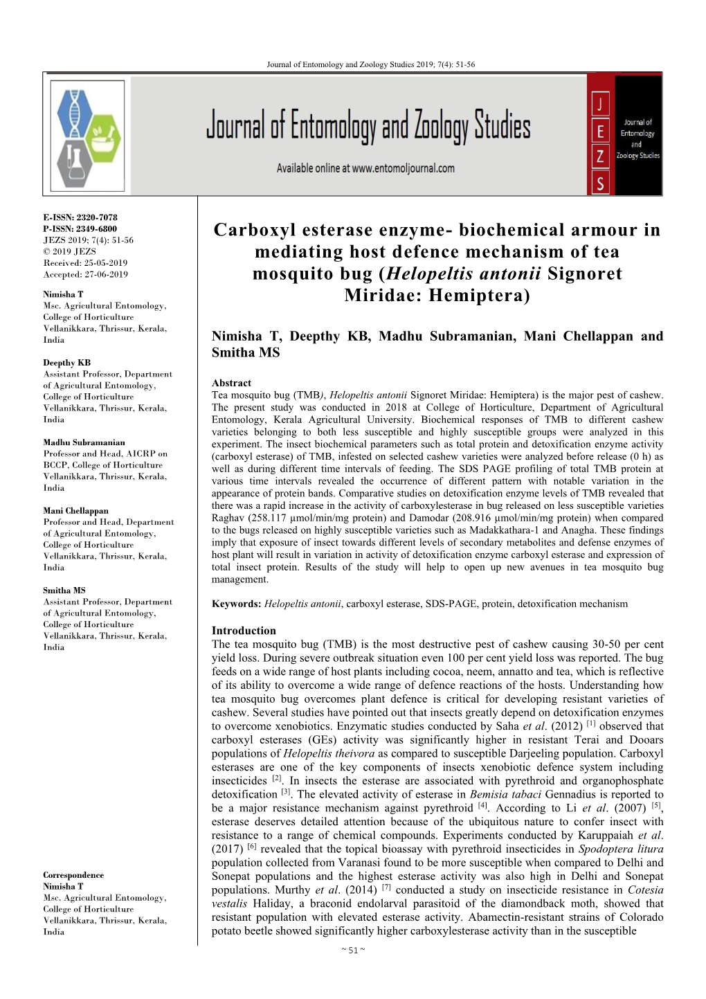 Carboxyl Esterase Enzyme- Biochemical Armour in Mediating