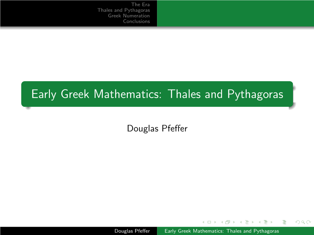 Early Greek Mathematics: Thales and Pythagoras