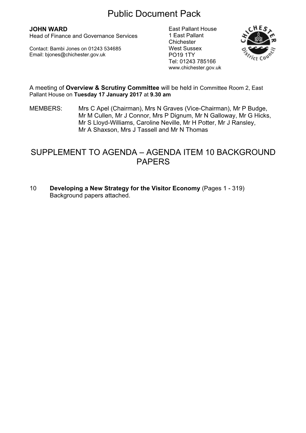 Item 10 Background Papers Agenda Supplement for Overview & Scrutiny