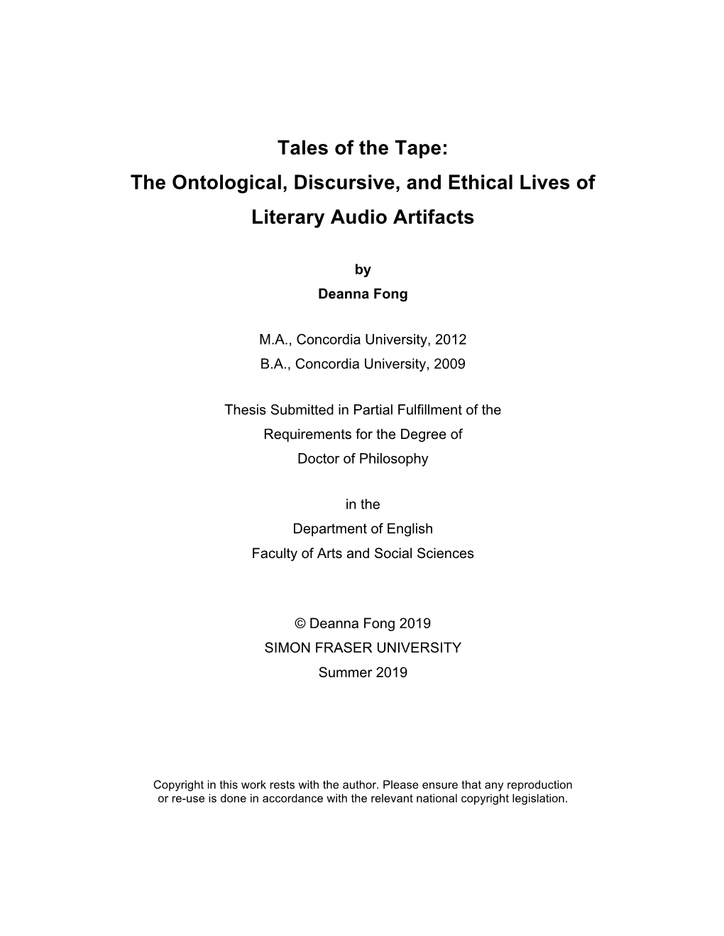 The Ontological, Discursive, and Ethical Lives of Literary Audio Artifacts