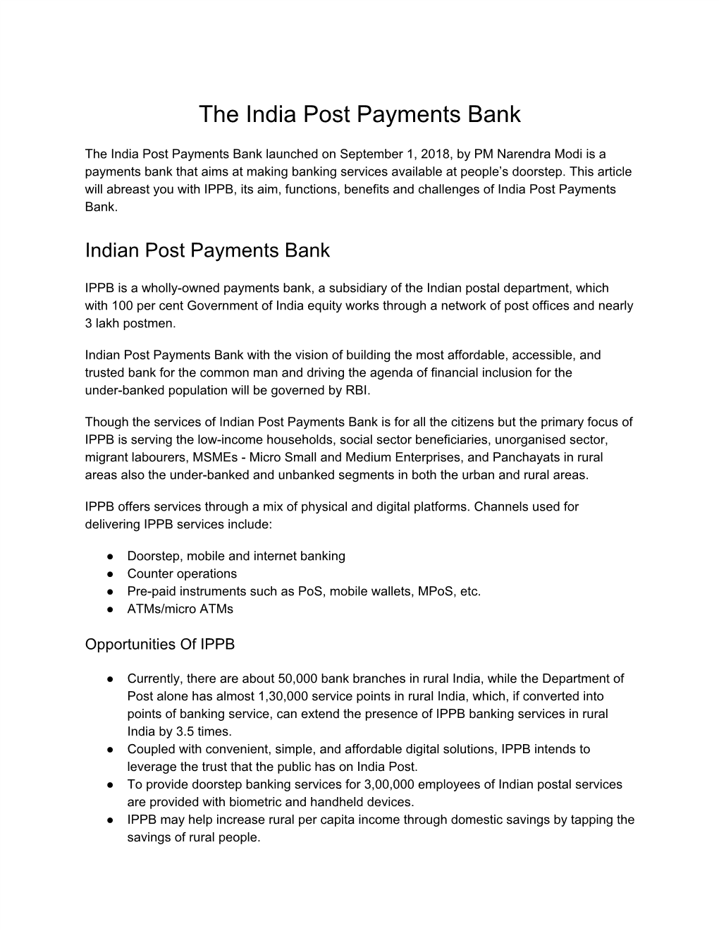 The India Post Payments Bank