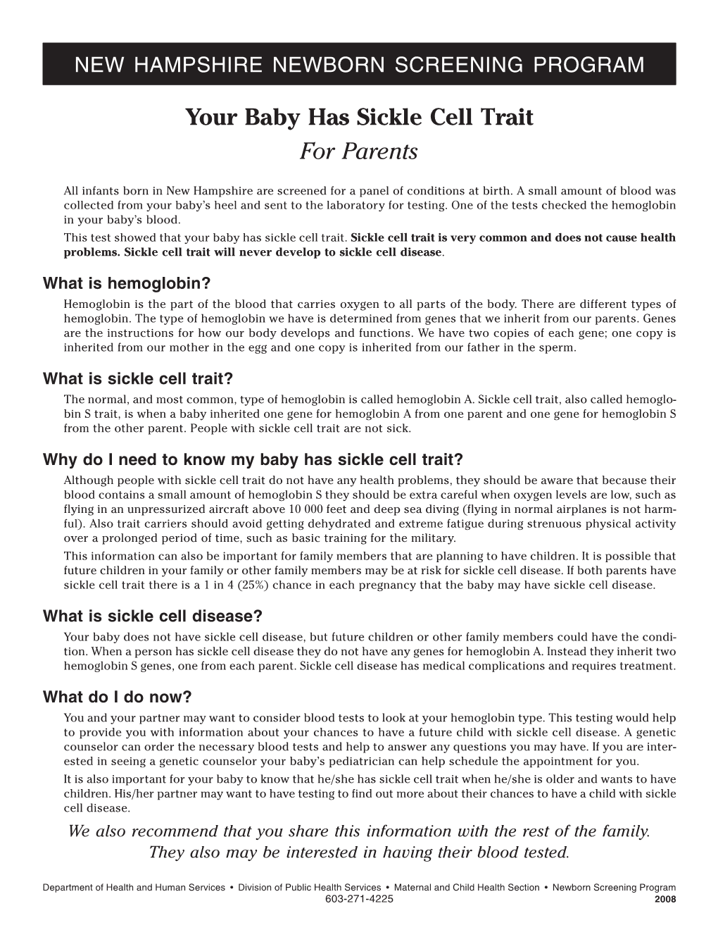 Your Baby Has Sickle Cell Trait for Parents