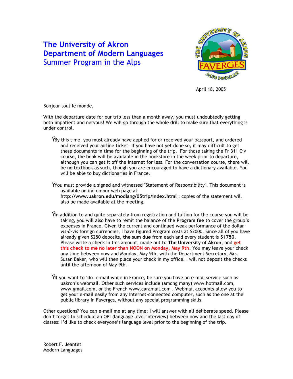 Department of Modern Languages