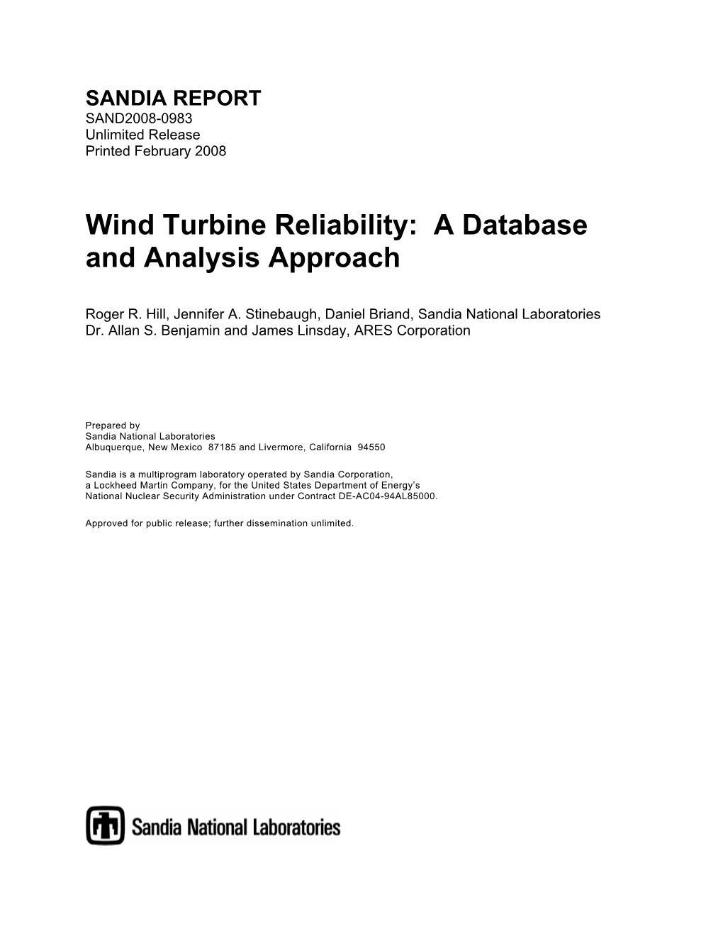 Wind Turbine Reliability: a Database and Analysis Approach