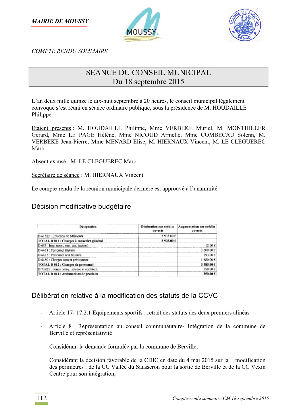 12 Compte Rendu Sommaire 18092015