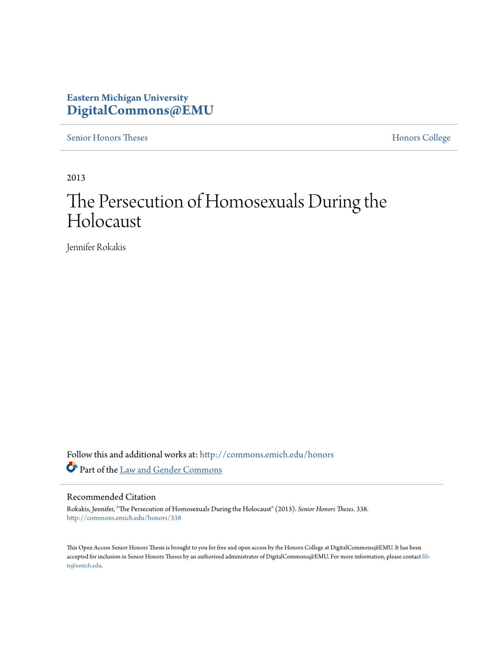 The Persecution of Homosexuals During the Holocaust