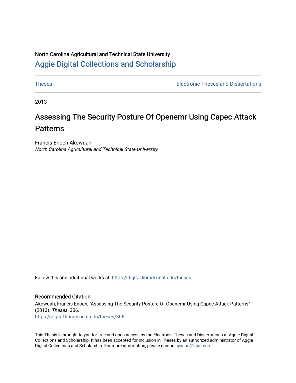 Assessing the Security Posture of Openemr Using Capec Attack Patterns