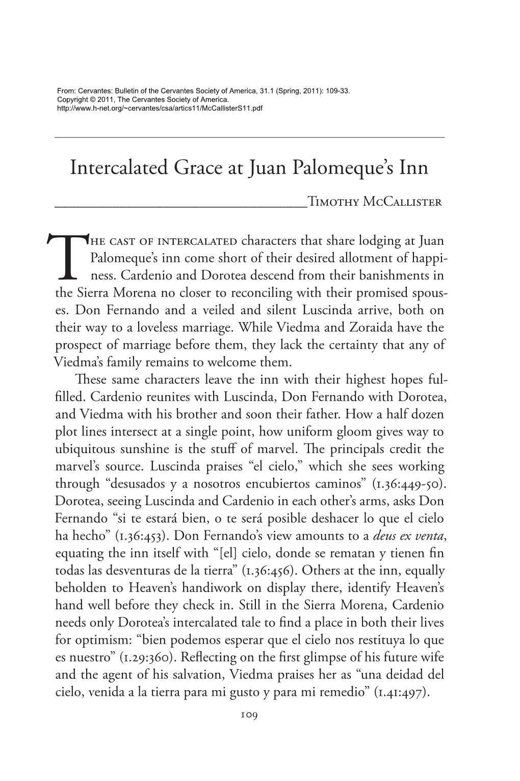 Intercalated Grace at Juan Palomeque's