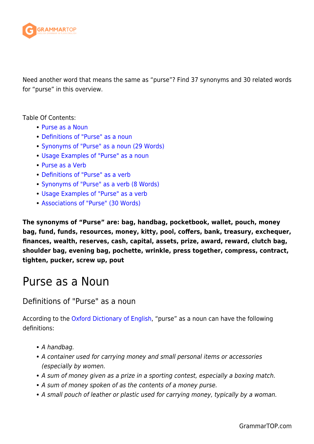 Purse”? Find 37 Synonyms and 30 Related Words for “Purse” in This Overview