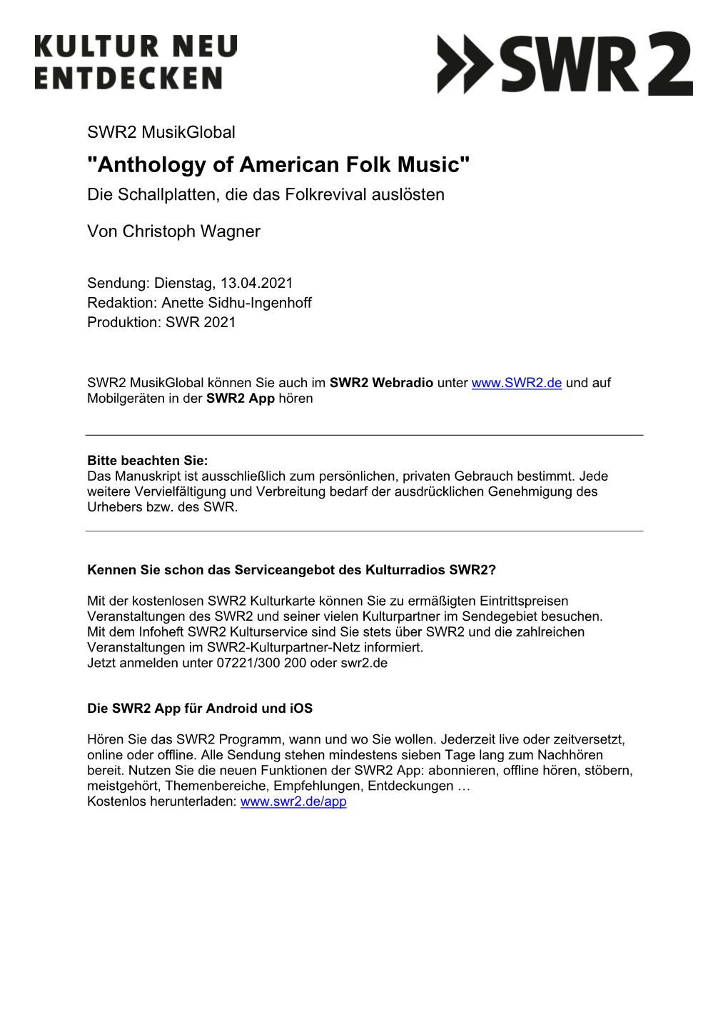 "Anthology of American Folk Music" Die Schallplatten, Die Das Folkrevival Auslösten