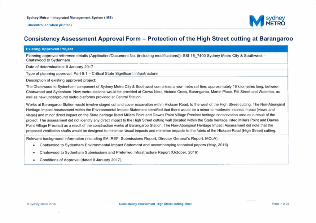 Protection of the High Street Cutting at Barangaroo