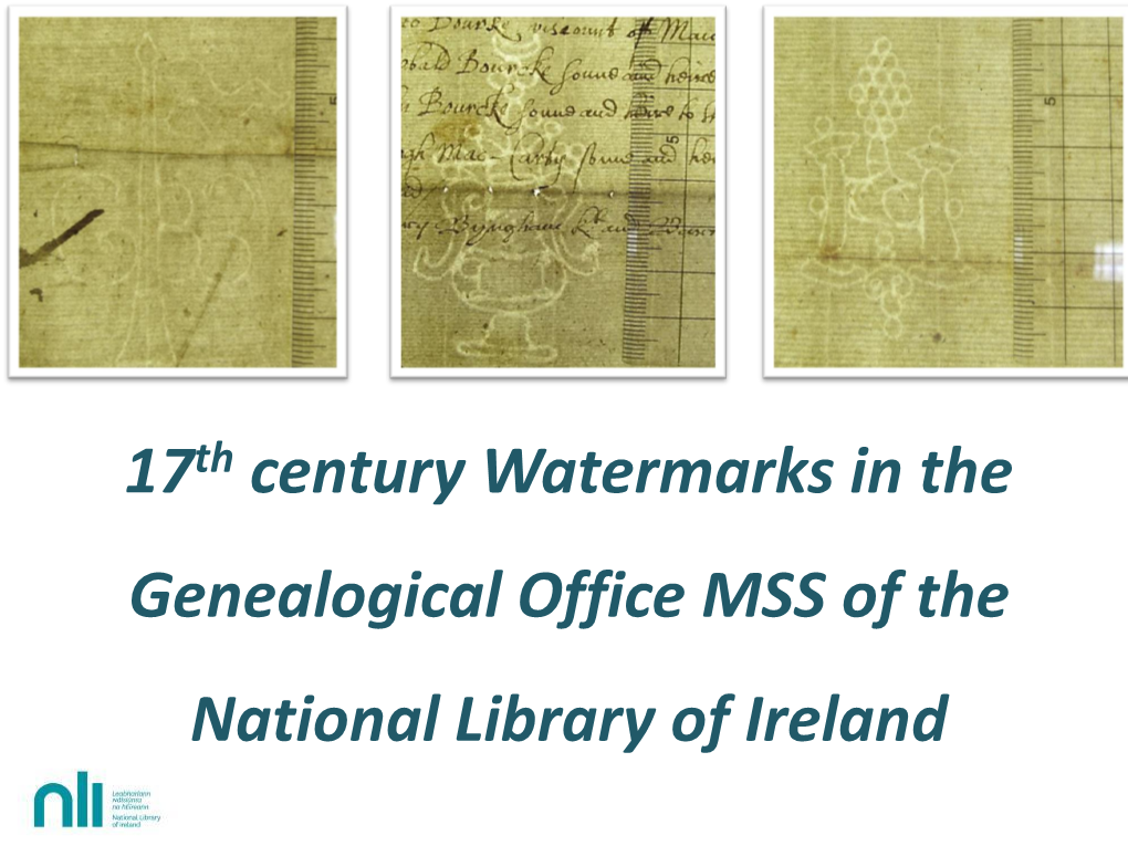 17Th-Century Watermarks in the Genealogical Office MSS of The