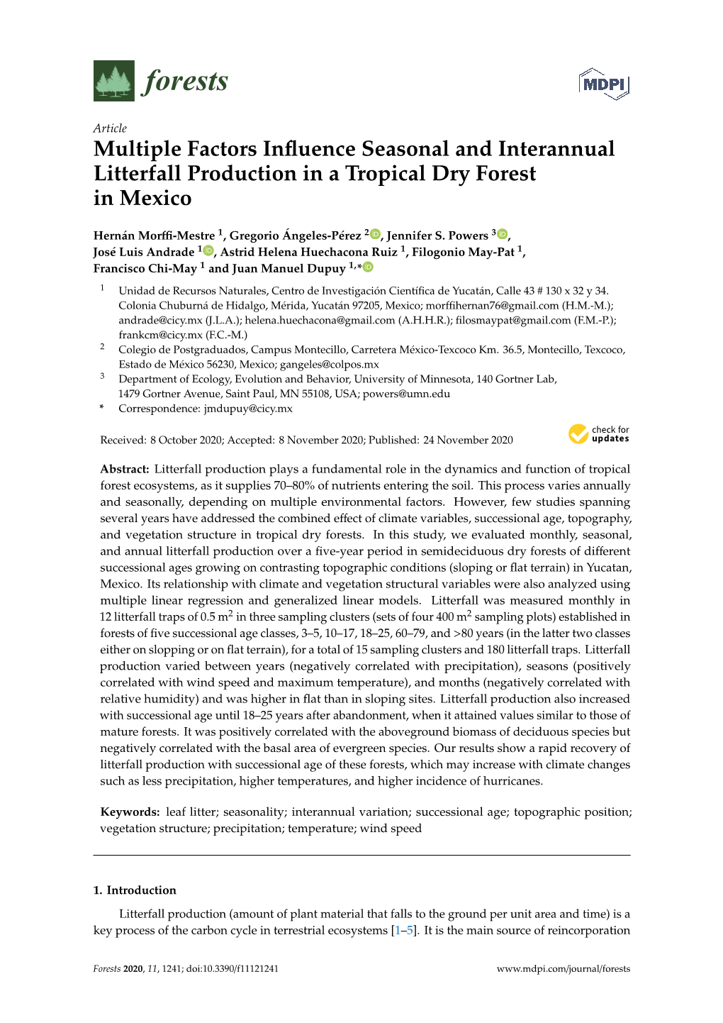 Multiple Factors Influence Seasonal and Interannual Litterfall Production