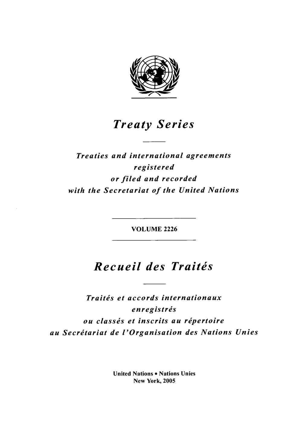 Treaty Series Recueil Des Traites