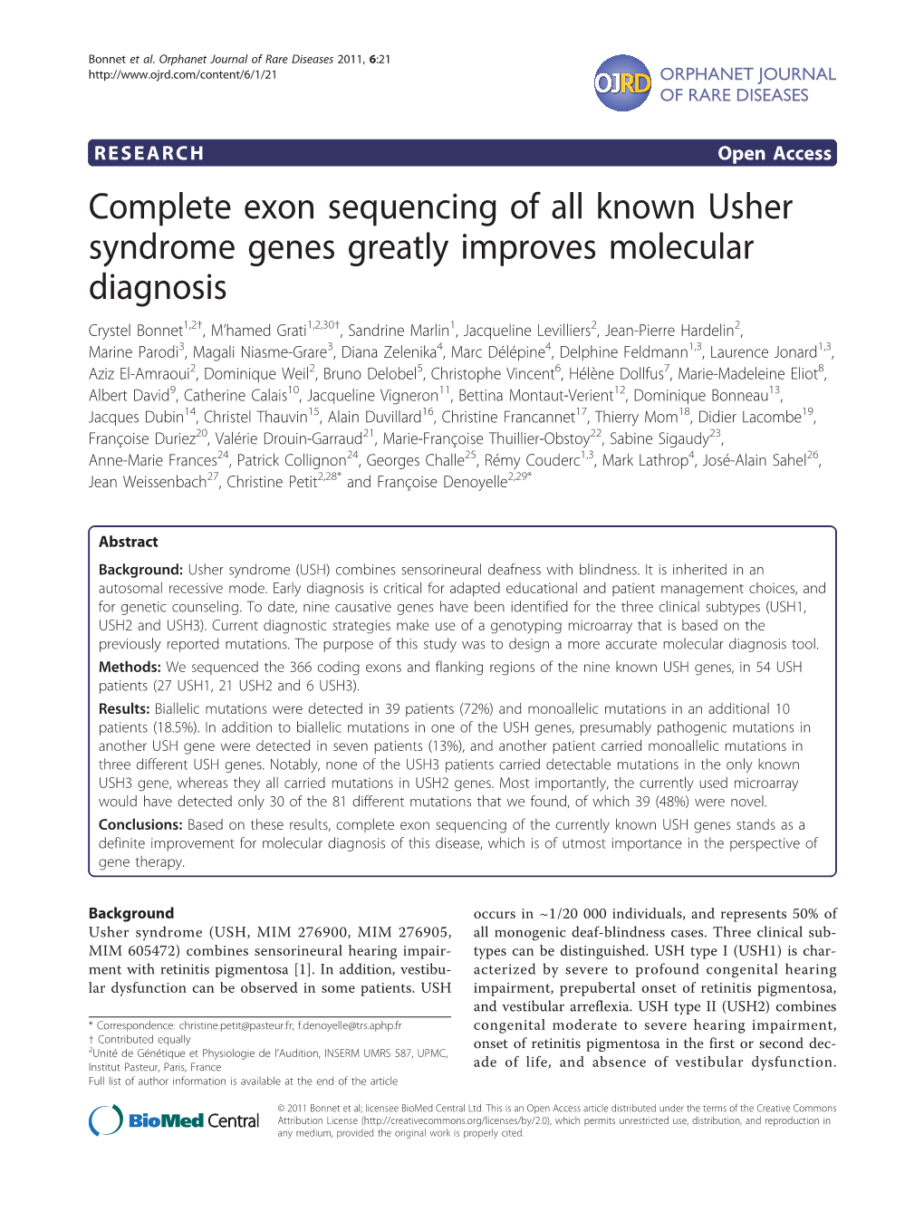 Complete Exon Sequencing of All Known Usher Syndrome Genes
