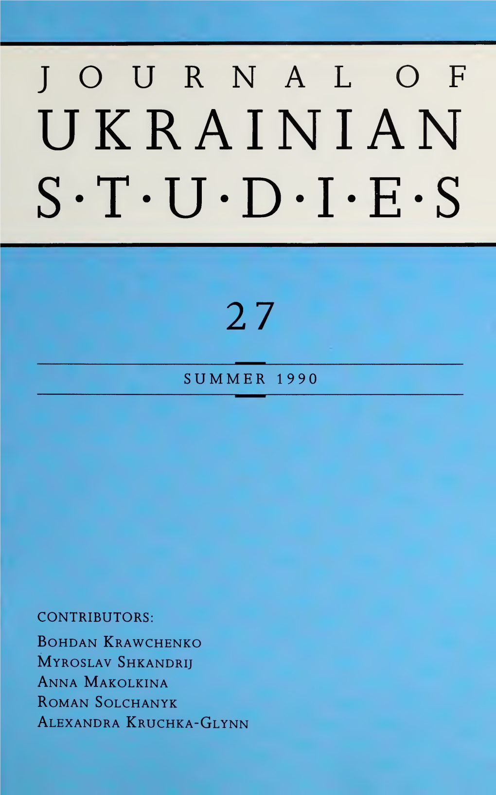 Journal of Ukrainian Studies 27