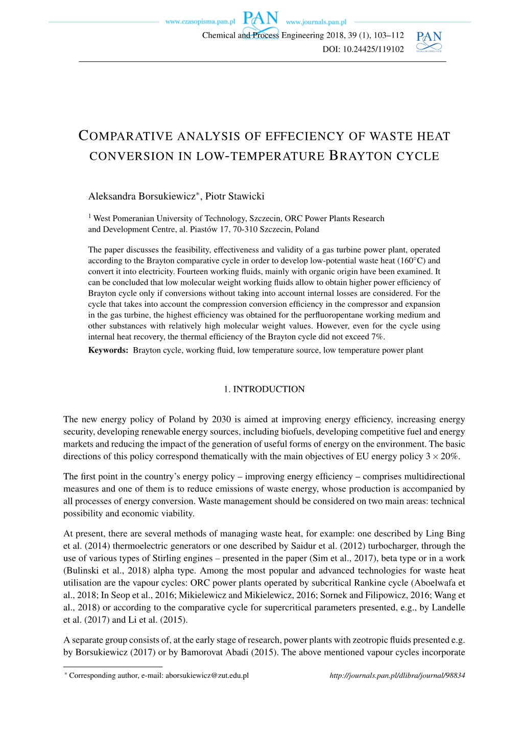 Comparative Analysis of Effeciency of Waste Heat Conversioninlow-Temperature Brayton Cycle