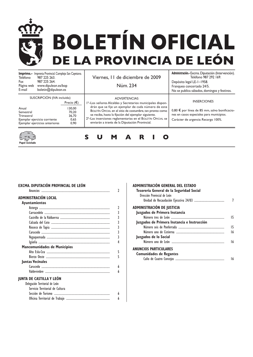 Boletín Oficial De La Provincia De León