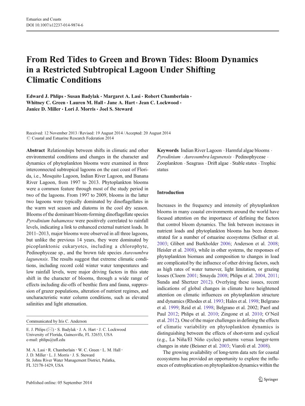 From Red Tides to Green and Brown Tides: Bloom Dynamics in a Restricted Subtropical Lagoon Under Shifting Climatic Conditions