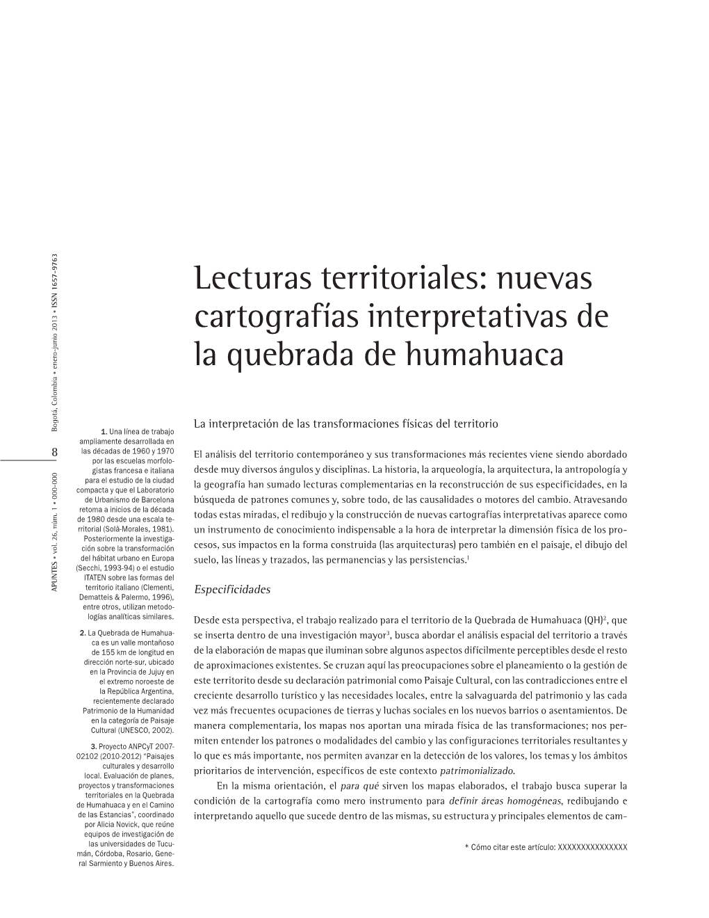 Nuevas Cartografías Interpretativas De La Quebrada De Humahuaca