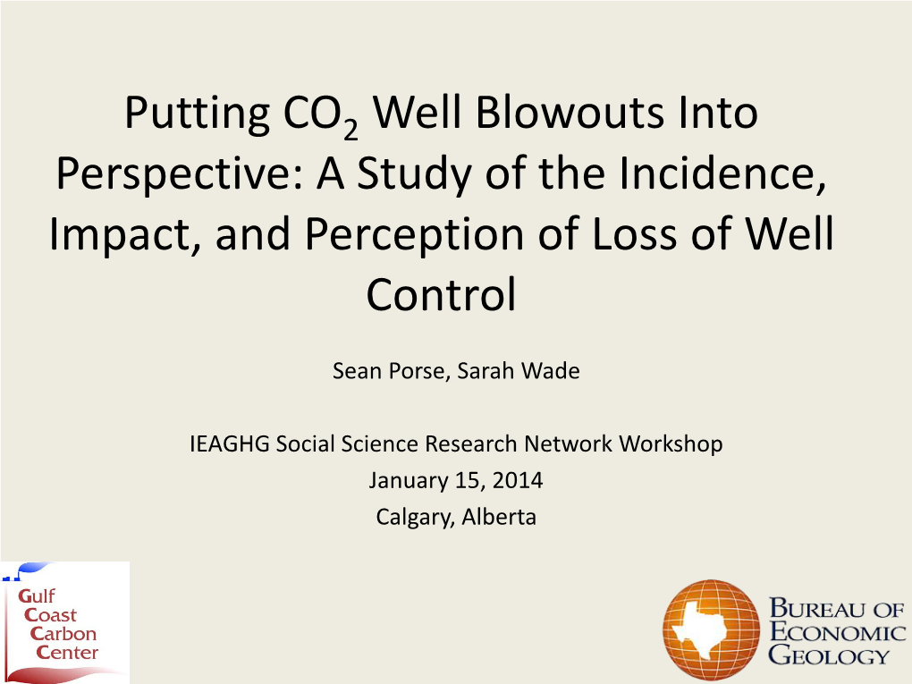 Well Blowouts Into Perspective: a Study of the Incidence, Impact, and Perception of Loss of Well Control