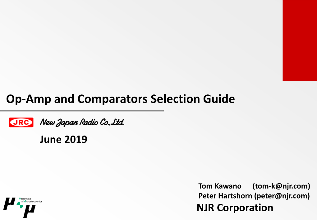 Op-Amp and Comparators Selection Guide