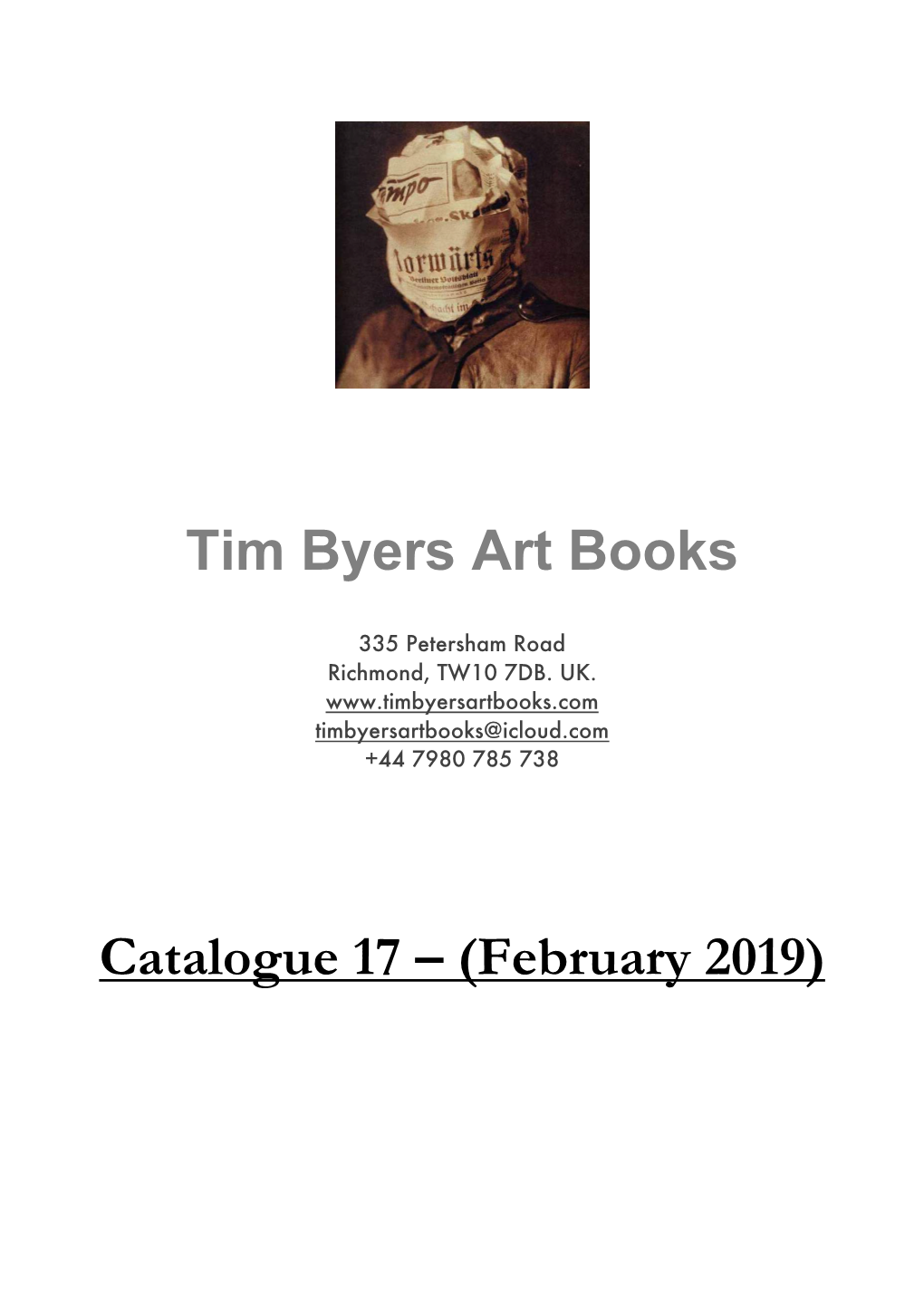 Tim Byers Art Books Catalogue 17