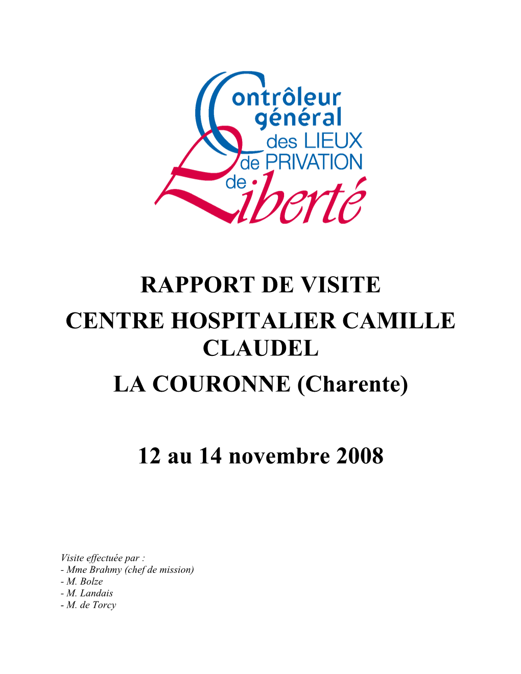 Rapport De Visite De L'epsm Camille Claudel