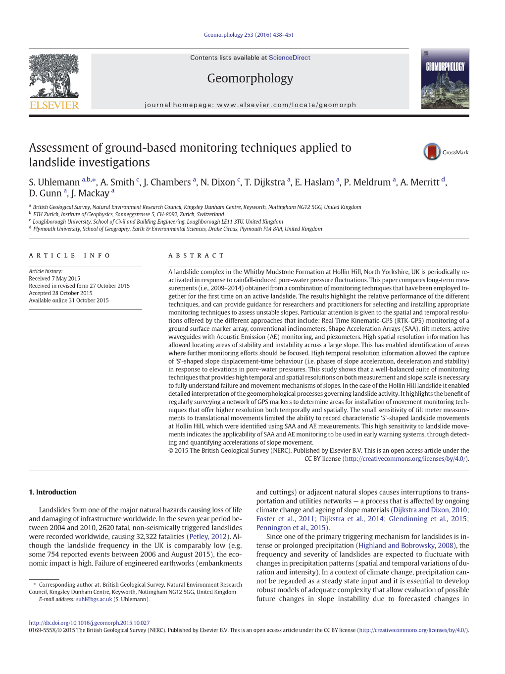 Assessment of Ground-Based Monitoring Techniques Applied to Landslide Investigations