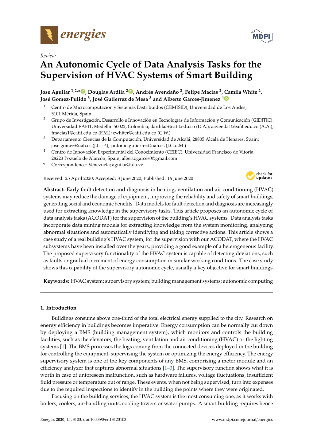 An Autonomic Cycle of Data Analysis Tasks for the Supervision of HVAC Systems of Smart Building