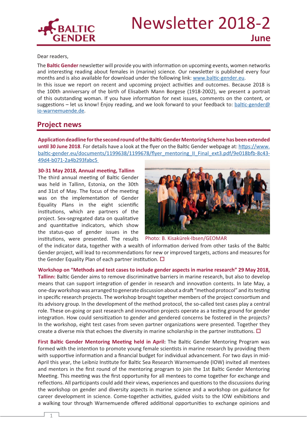 Newsletter 2018-2 J U N E