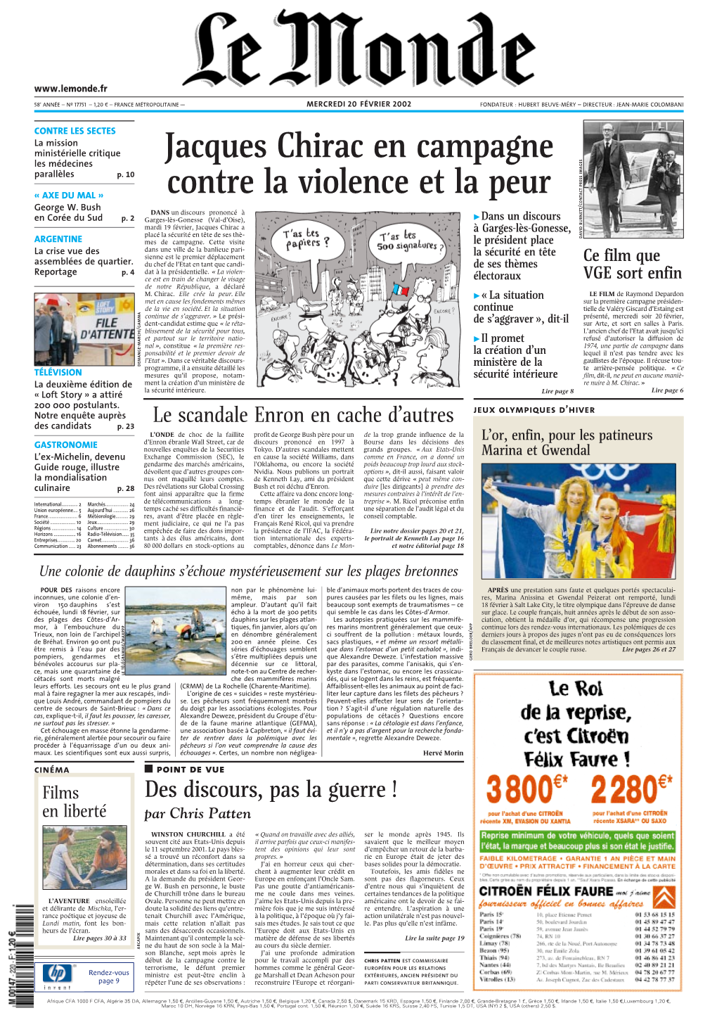 LE MONDE/PAGES&lt;UNE&gt;