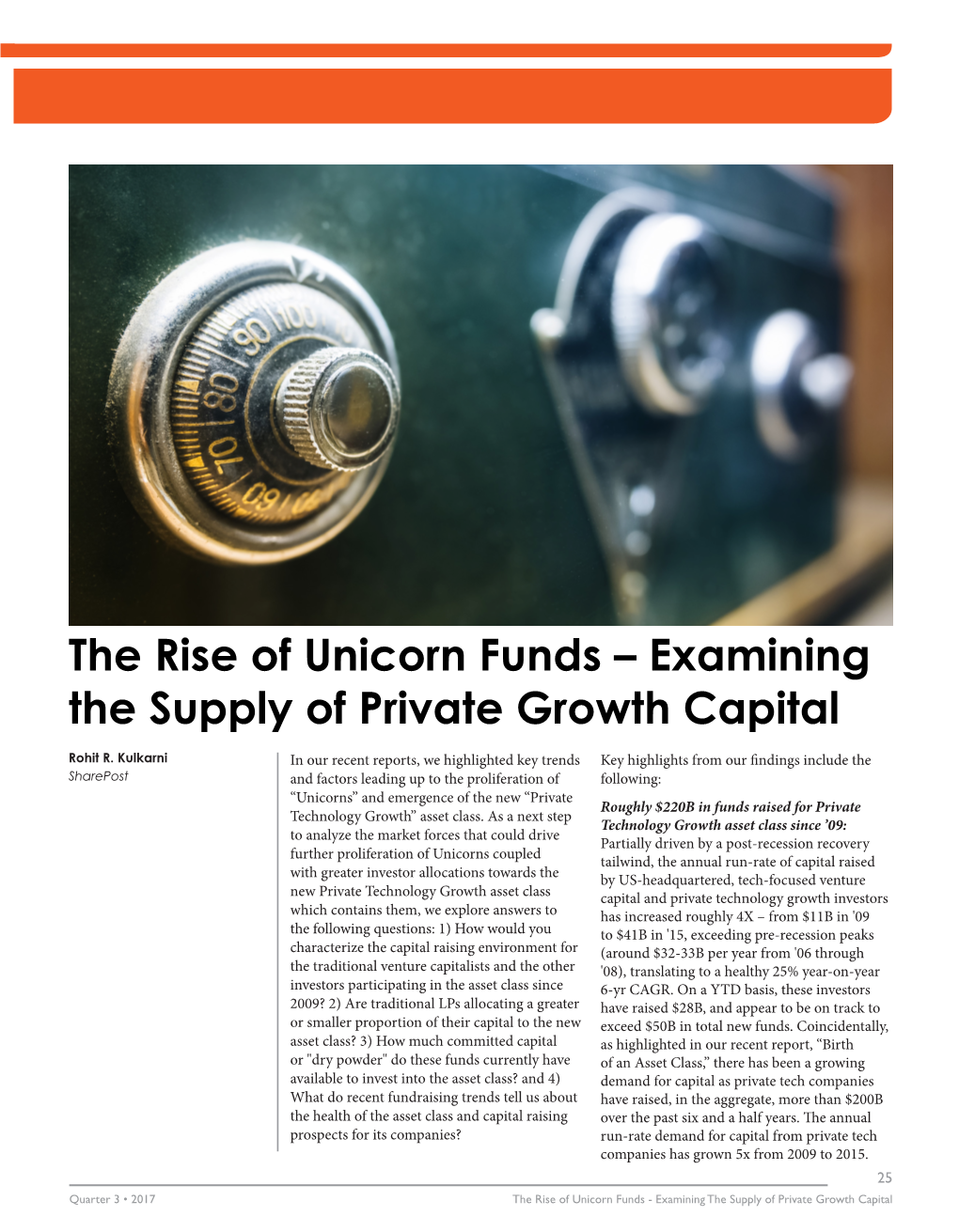 The Rise of Unicorn Funds – Examining the Supply of Private Growth Capital