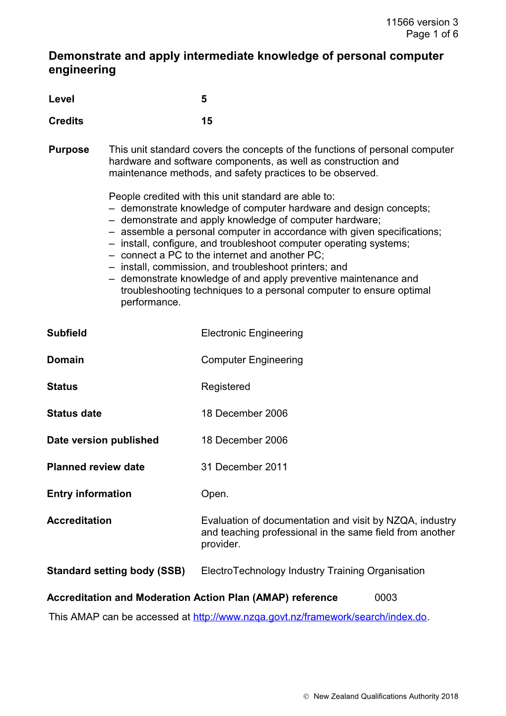 11566 Demonstrate and Apply Intermediate Knowledge of Personal Computer Engineering