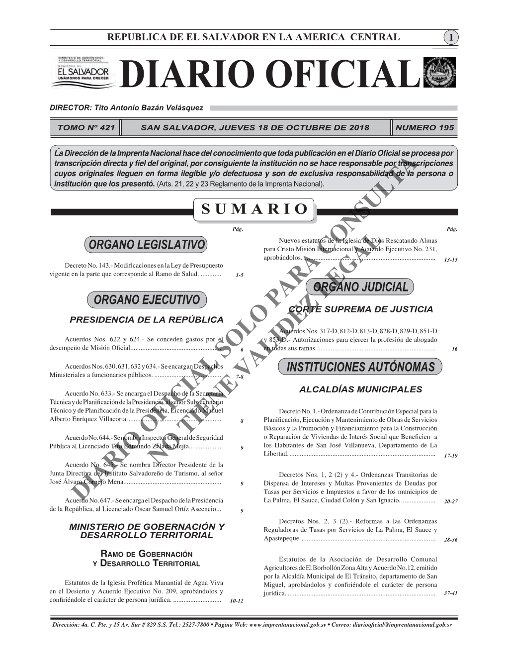 Diario Oficial 18 De Octubre 2018.Indd