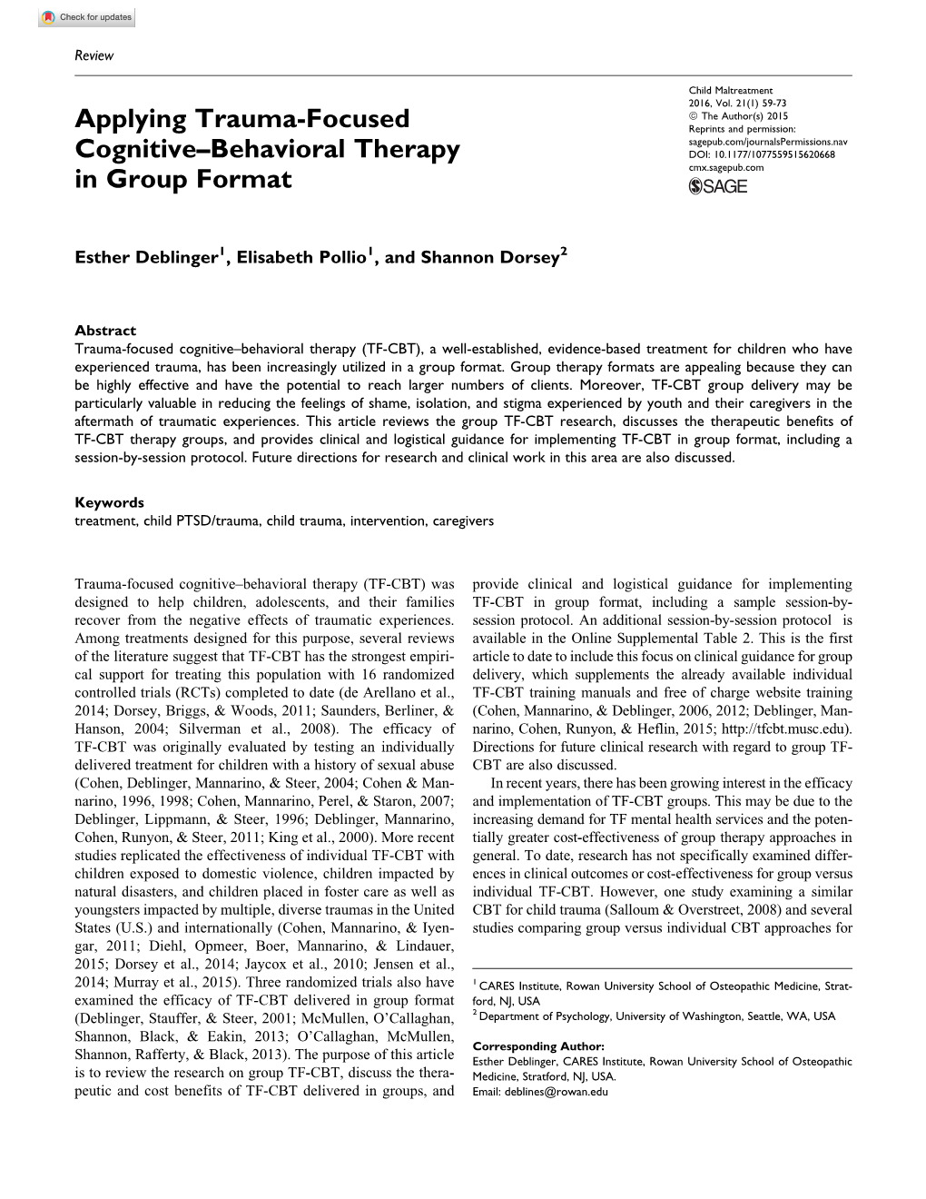 Applying Trauma-Focused Cognitive–Behavioral Therapy in Group Format
