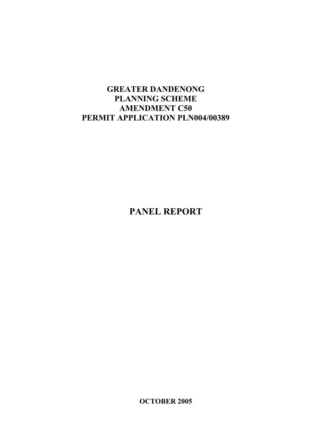 Panel Report