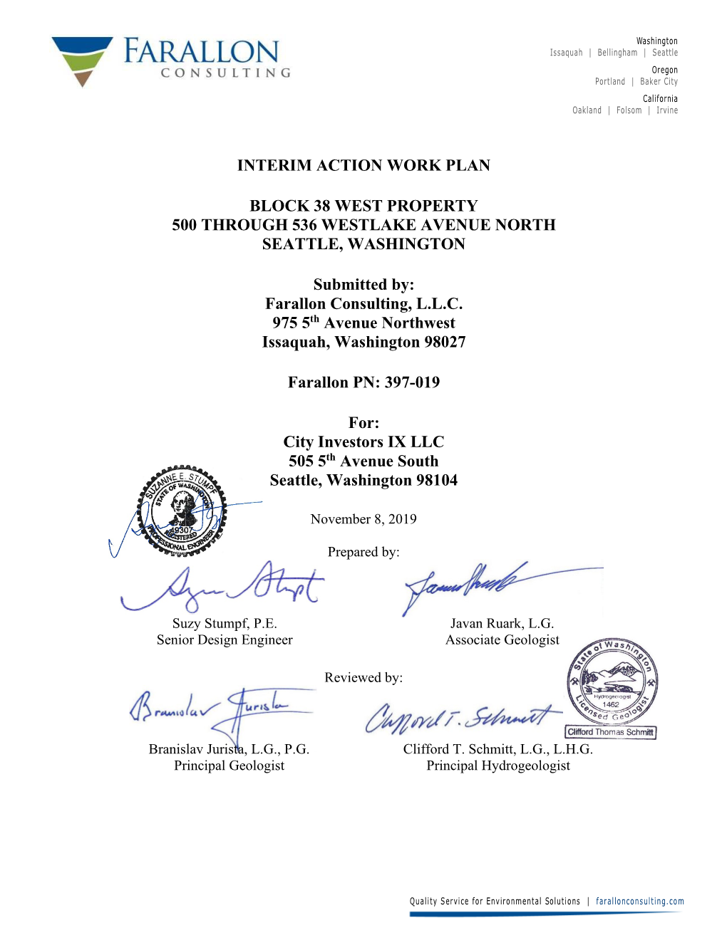 INTERIM ACTION WORK PLAN Block 38 West Property 500 Through 536 Westlake Avenue North Seattle, Washington