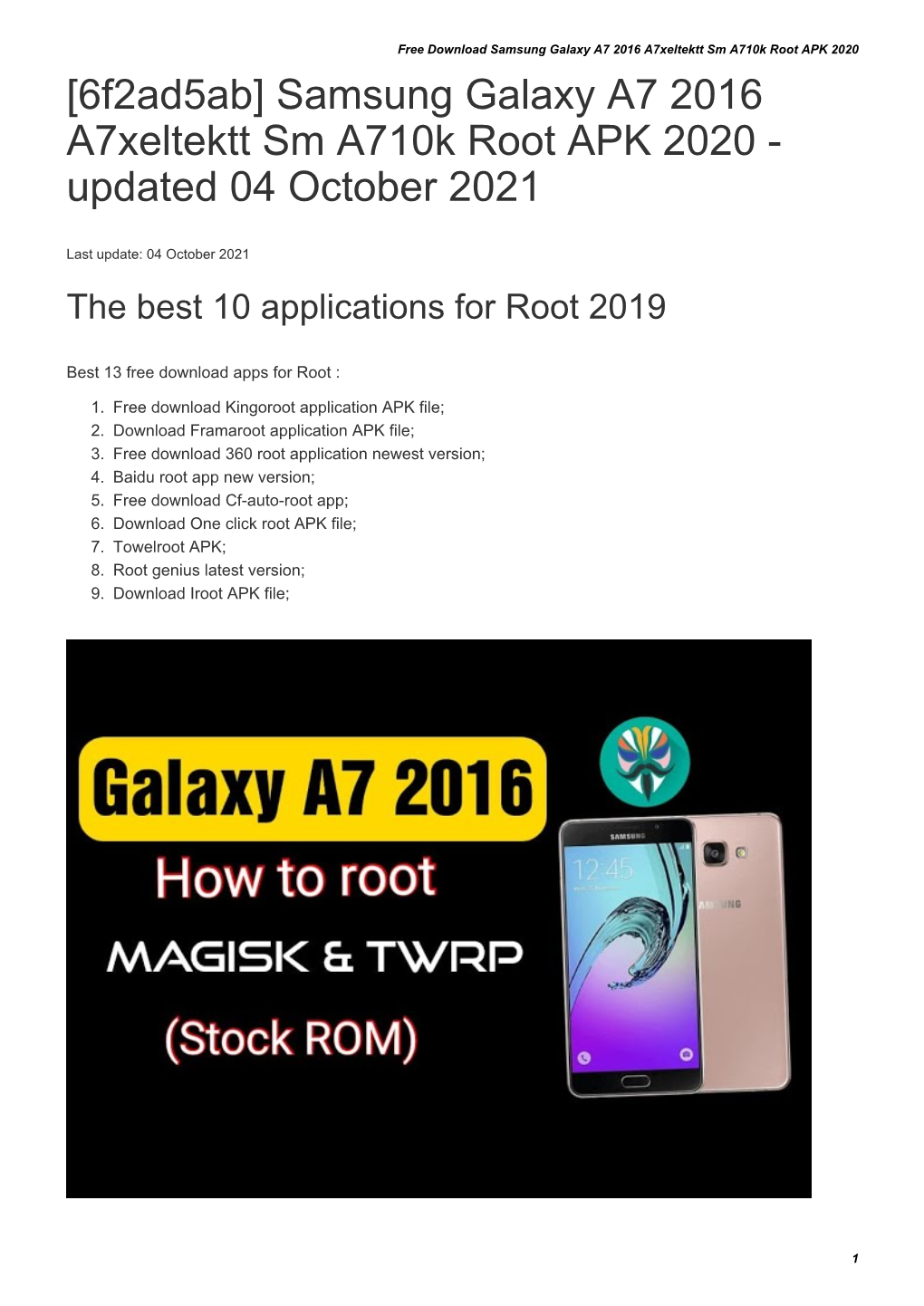 Samsung Galaxy A7 2016 A7xeltektt Sm A710k Root APK 2020 [6F2ad5ab] Samsung Galaxy A7 2016 A7xeltektt Sm A710k Root APK 2020 - Updated 04 October 2021