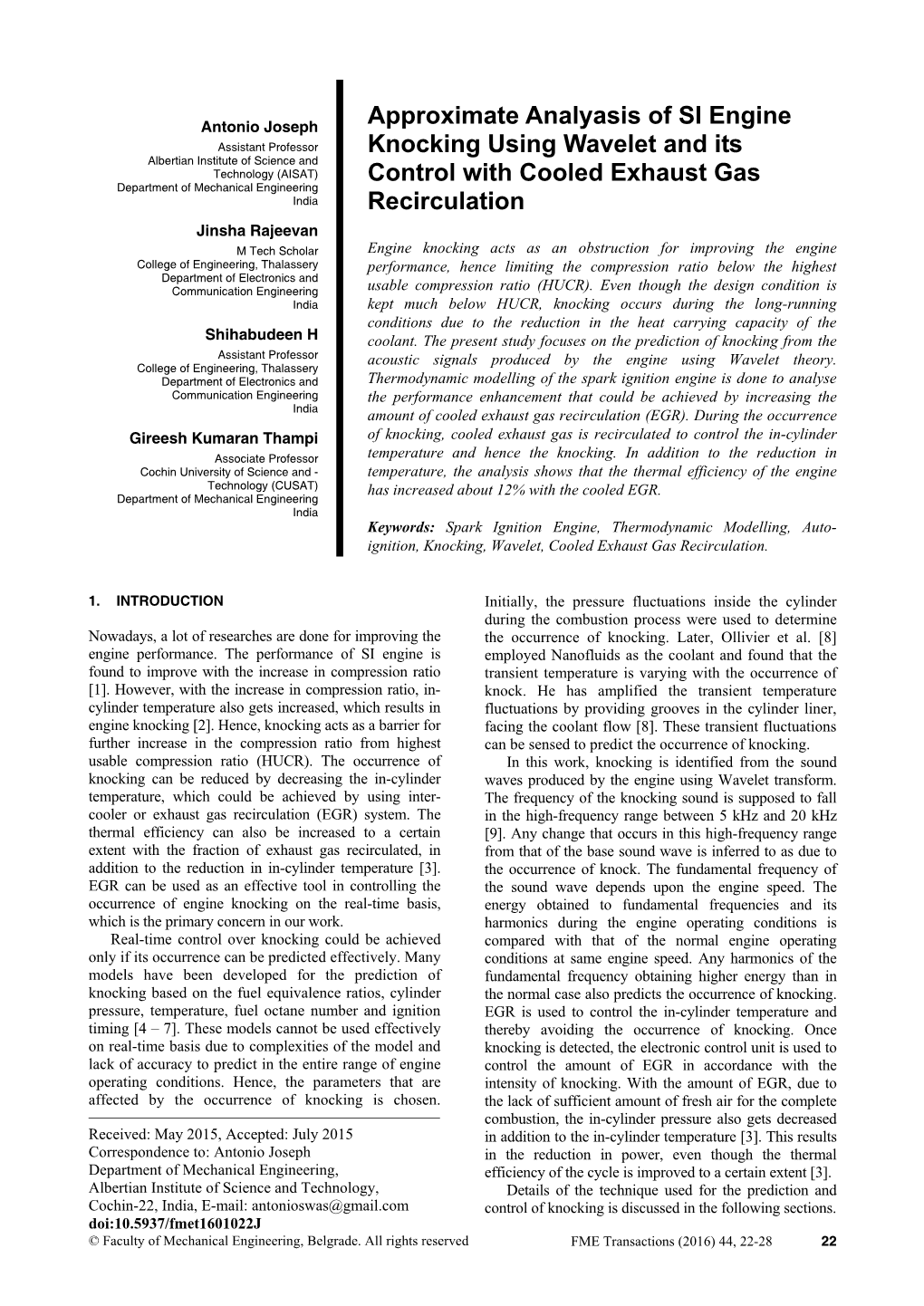 Approximate Analyasis of SI Engine Knocking Using Wavelet and Its