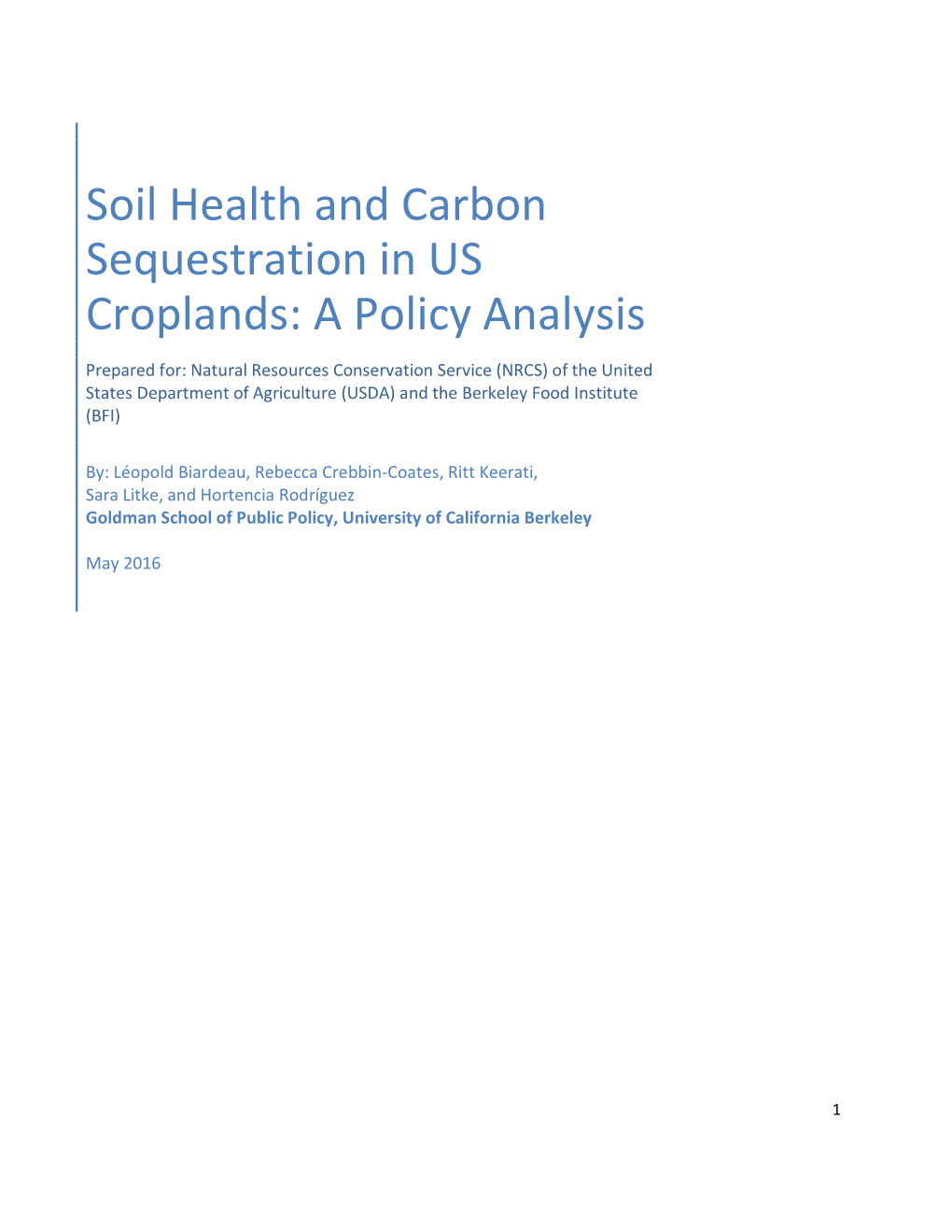 Soil Health and Carbon Sequestration in US Croplands