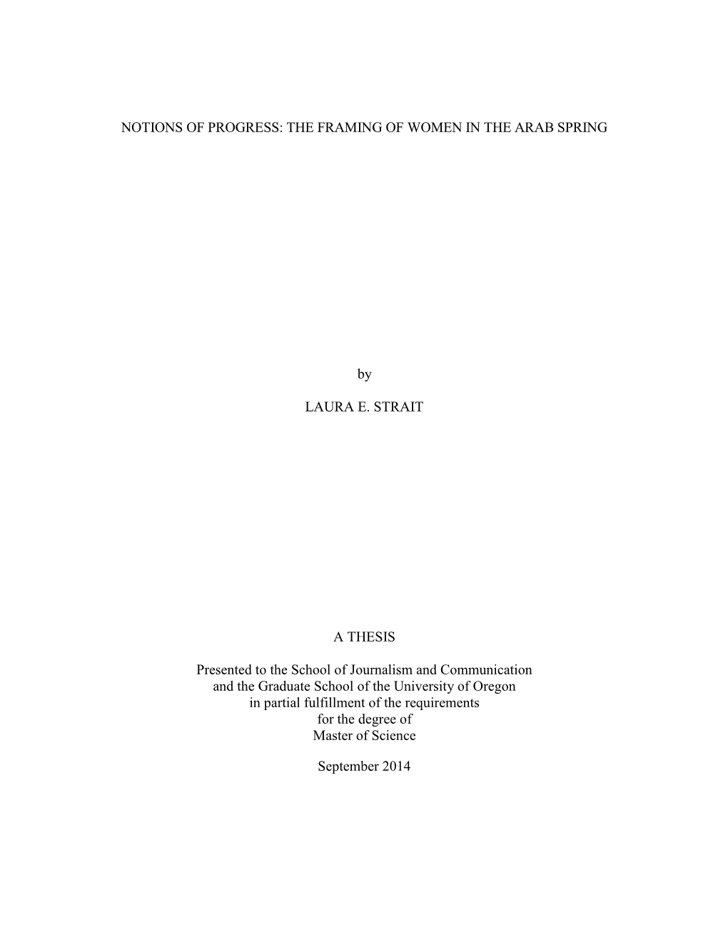 Notions of Progress: the Framing of Women in the Arab Spring