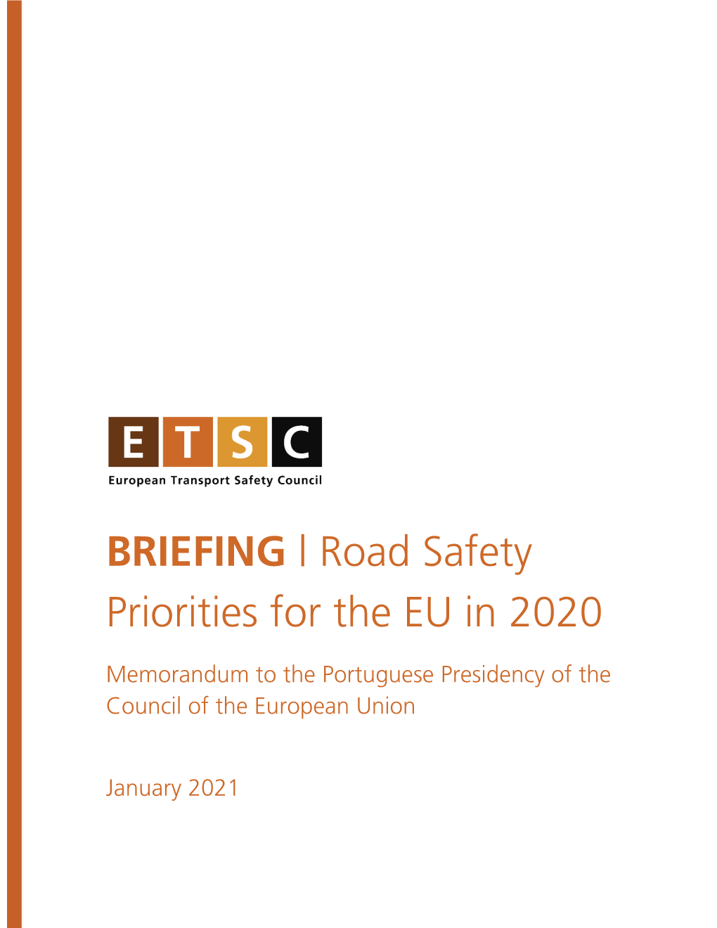 BRIEFING | Road Safety Priorities for the EU in 2020