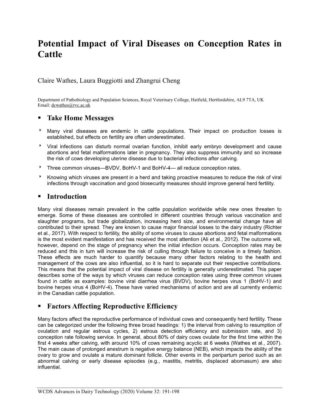 Potential Impact of Viral Diseases on Conception Rates in Cattle